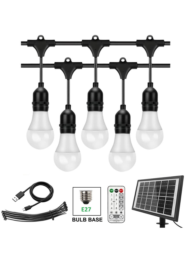 يوويل في الهواء الطلق مقاوم للماء IP65 LED سلسلة أضواء E27 حامل 10 متر لمبة حامل سلك مع 20 لمبة 9 واط أبيض بارد مع قابس الاتحاد الأوروبي حامل لمبة الطاقة الشمسية لأضواء رمضان الديكور والديكور الخارجي ضوء معلق 6000 مللي أمبير و USB-C ، سلسلة أضواء مع جهاز تحكم عن بعد و 8 أوضاع رمضان ضوء مع علاقات الكابل - Image 1
