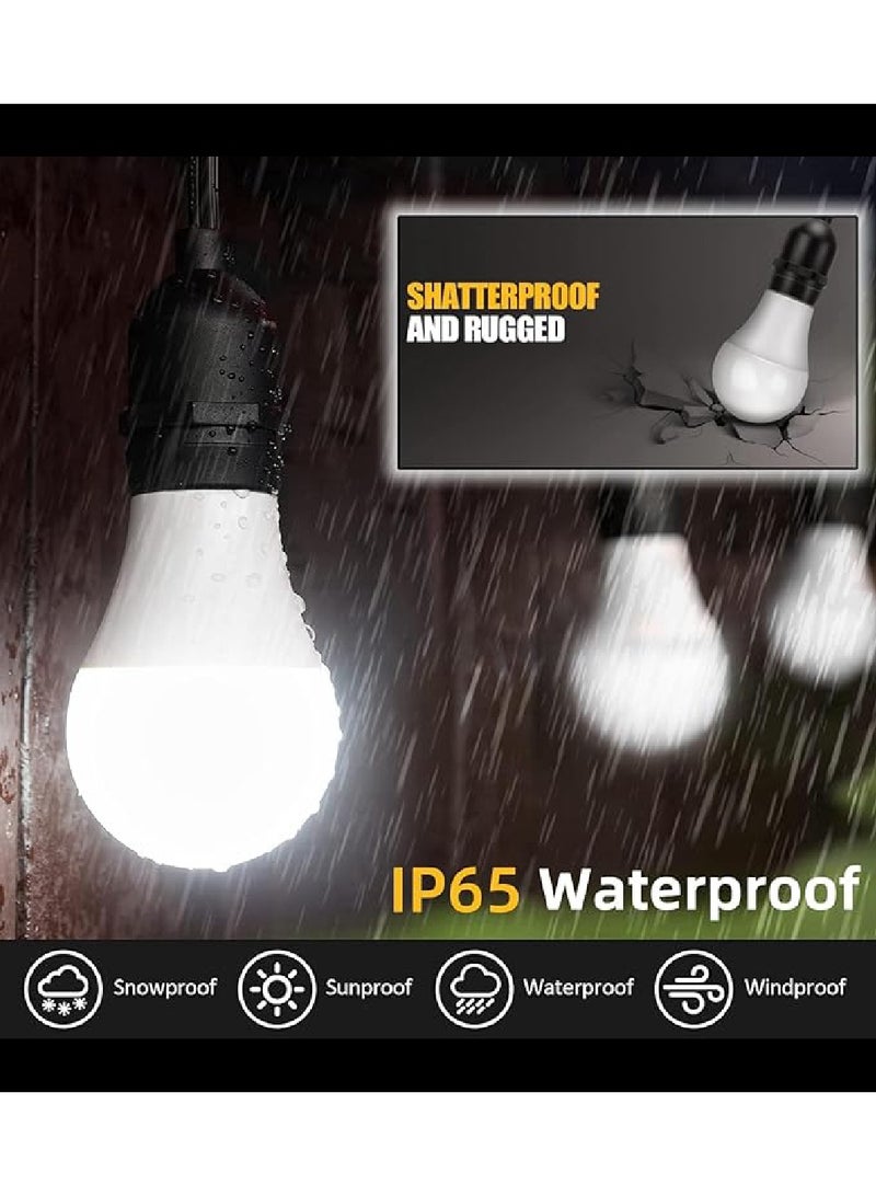 يوويل في الهواء الطلق مقاوم للماء IP65 LED سلسلة أضواء E27 حامل 10 متر لمبة حامل سلك مع 20 لمبة 9 واط أبيض بارد مع قابس الاتحاد الأوروبي حامل لمبة الطاقة الشمسية لأضواء رمضان الديكور والديكور الخارجي ضوء معلق 6000 مللي أمبير و USB-C ، سلسلة أضواء مع جهاز تحكم عن بعد و 8 أوضاع رمضان ضوء مع علاقات الكابل - Image 5