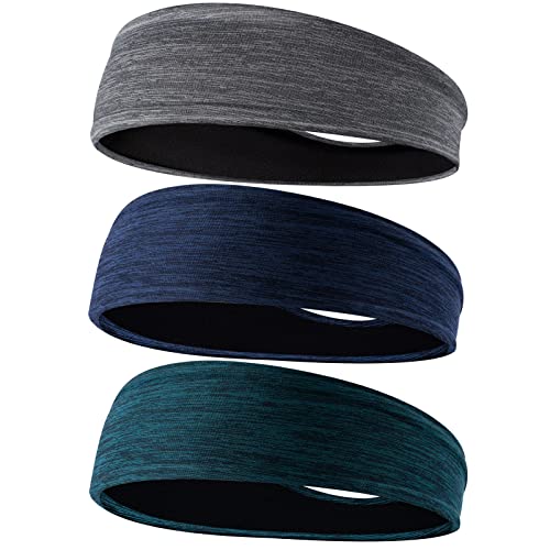Braylin Men's Headbands, 3-Pack Head Band for Men, Sport Sweatbands for Running Fitness Yoga Cycling, Sweat Wicking Non Slip - Image 1