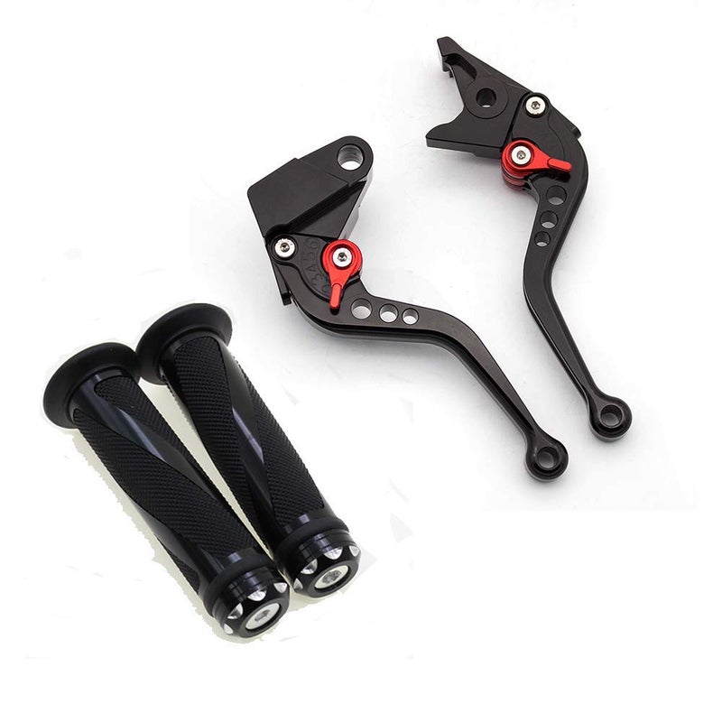 Krace Motorcycle Clutch Brake Levers Set For NC700 S/X 2012-2013 CB599/CB600 HORNET 1998-2006 CBR 600 F2,F3,F4,F4i CBR900RR 1993-1999 VTX1300 2003-2008 w.7/8" 22mm Rubber Handlebar Hand Grips