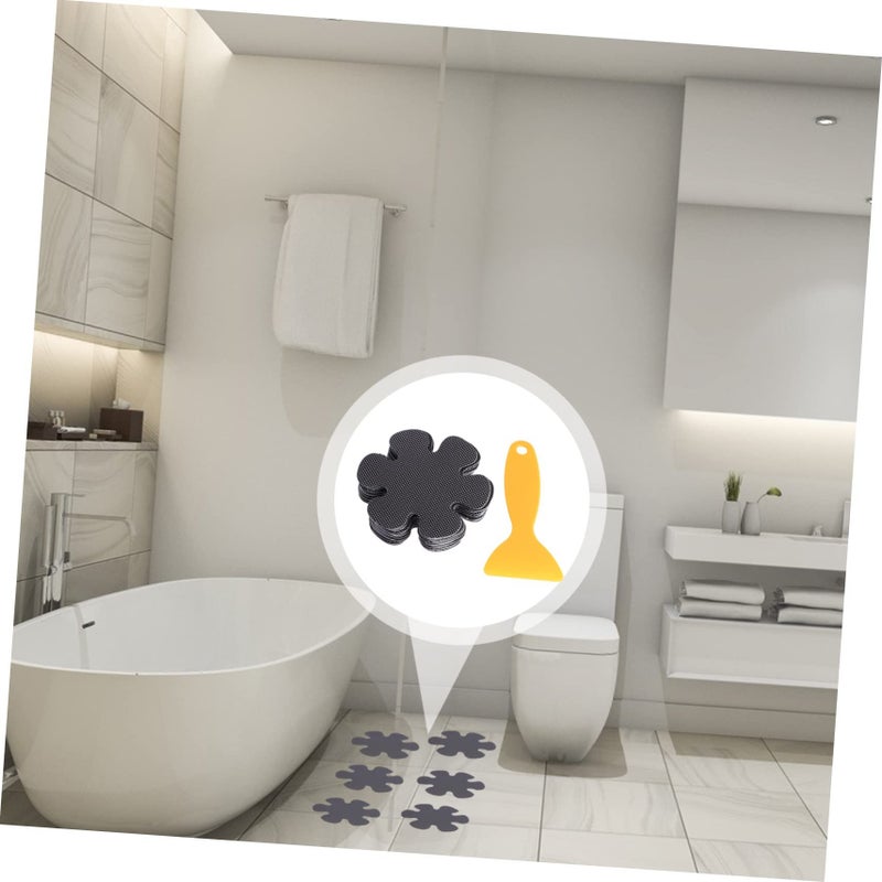 Peva Bath Stickers 20pcs Flower Shaped Adhesive Appliques for Shower Floor Safety - Image 4