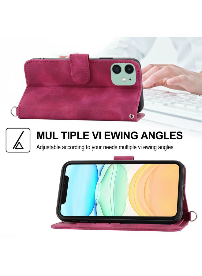 زبون جراب لهاتف iPhone 12 / 12 Pro، جراب هاتف من الجلد المنقوش بنقشة زهور بملمس الجلد - Image 4