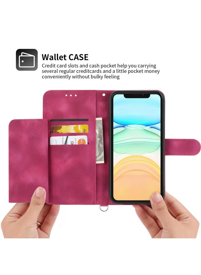 زبون جراب لهاتف iPhone 12 / 12 Pro، جراب هاتف من الجلد المنقوش بنقشة زهور بملمس الجلد - Image 3