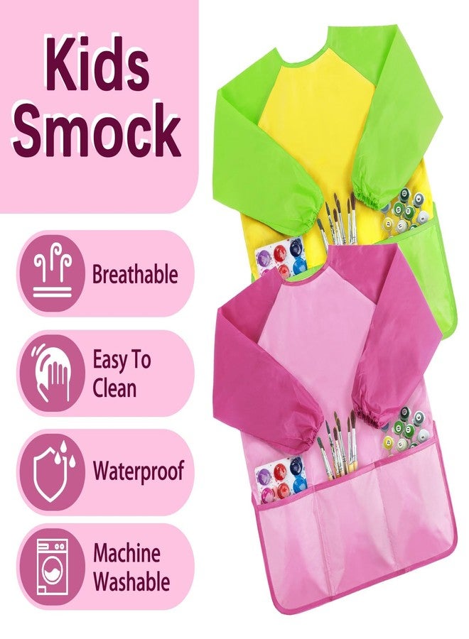 SOCOLER 2 Pack Kids Painting Apron, Toddler Art Smock Waterproof,Children Artist Aprons with Long Sleeve 3 Pockets for Age 3-6 Years - Image 4