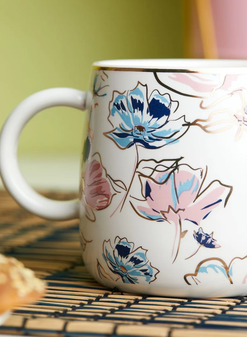 AURORA Floral Mug With Lid & Spoon