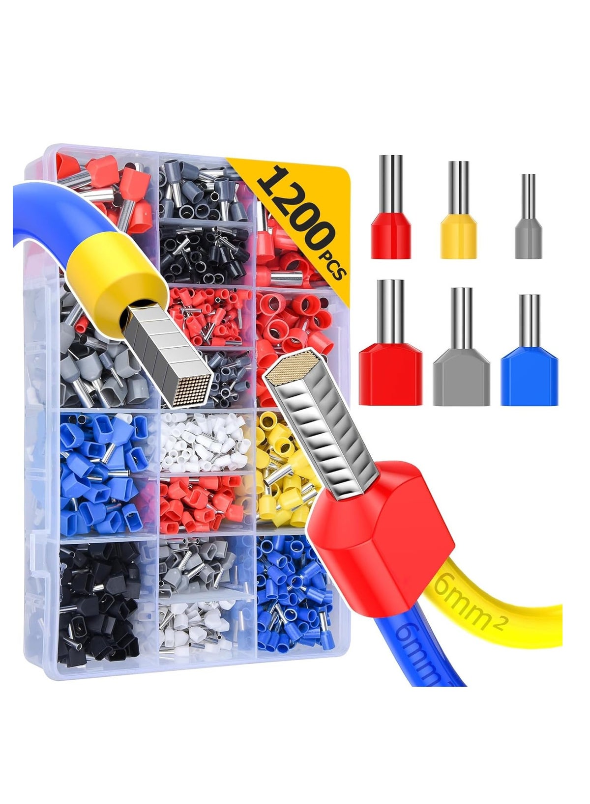 Excefore 1200pcs Wire Ferrules Terminals Kit, 900 Single Terminal ...