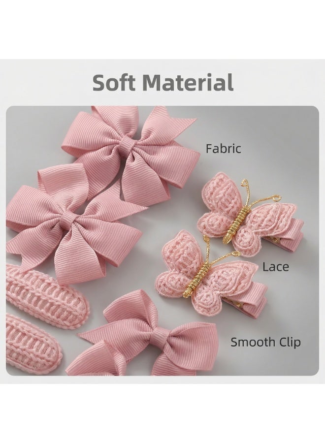 Mr. Penda 8Pcs Baby Girls Hair Bow Clips Set Set, Pink Bow & Butterfly Hair Clips, Cute Princess Girls Headwear for Kids, Toddler Hair Bows Set for Birthday, Party, Daily Wear - Image 3
