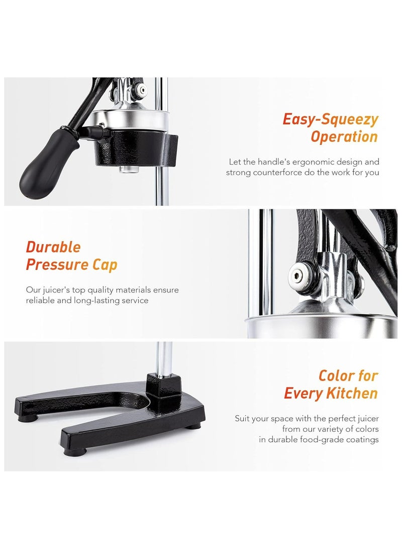 Commercial Grade Citrus Juicer Hand Press Manual Fruit Juicer Juice Squeezer Citrus Orange Lemon Pomegranate Black - Image 3