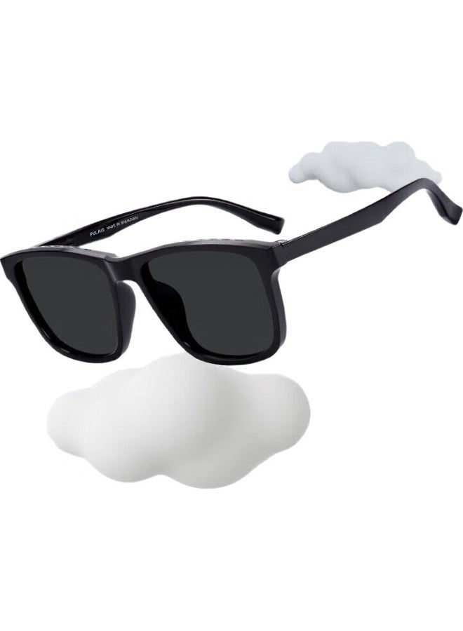 pulais Polarized Sunglasses, Fashionable And Trendy, Driving Sun Protection, Safe Driving, Unisex Style 7061, Black Frame With Gray Lenses - Image 3