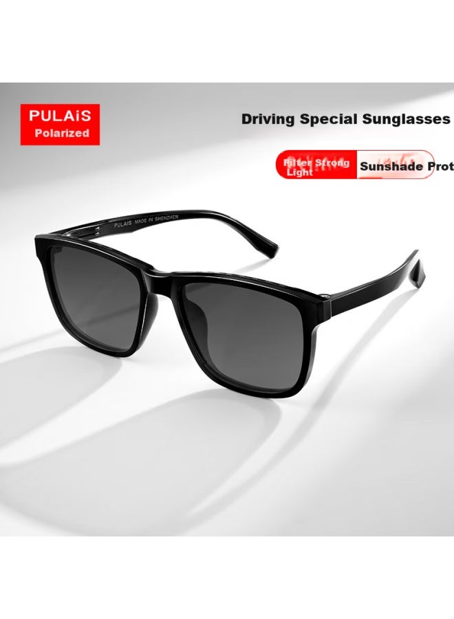 Pulais Polarized Sungl, Fashionable And Trendy, Driving Sun Protection, Safe Driving, Uni Style 7061, Black Frame With Gray Lenses - Image 1