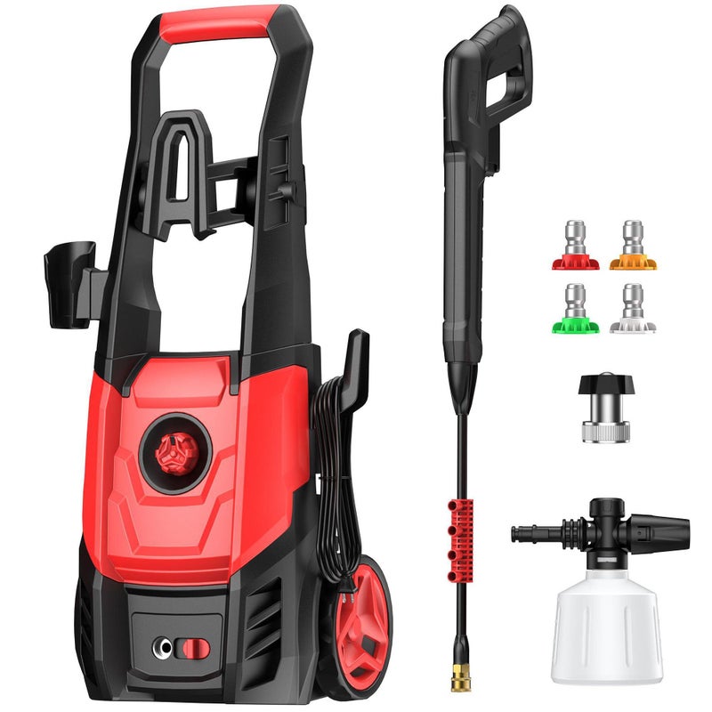 Locksworth Electric Pressure Washer Power Washer with Foam Cannon & 4 Quick Connect Nozzles, Portable High Pressure Cleaning Machine for Cars Driveways Patios Outdoor Cleaning - Image 1