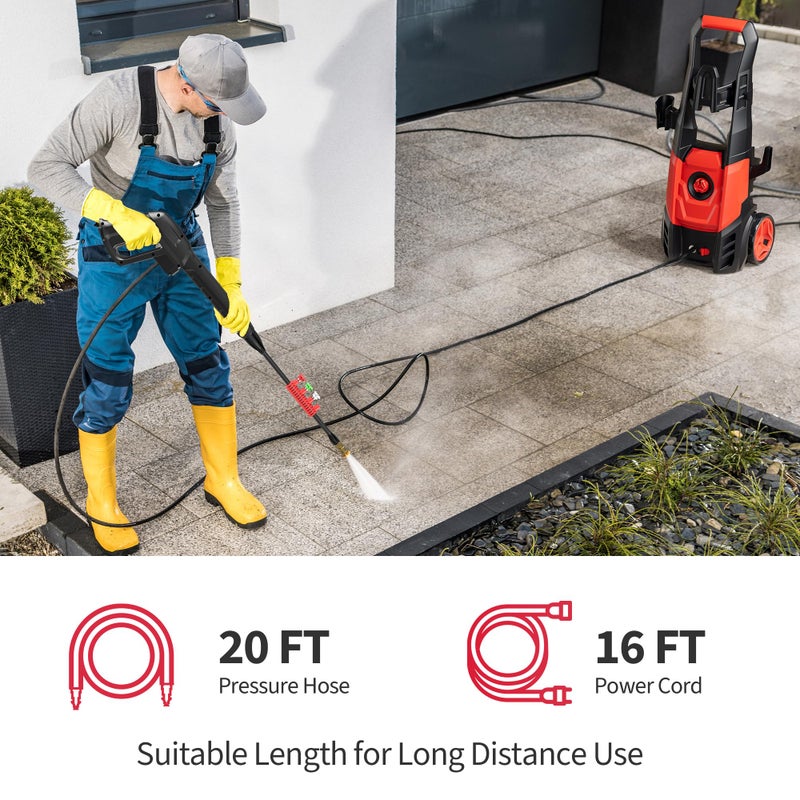Locksworth Electric Pressure Washer Power Washer with Foam Cannon & 4 Quick Connect Nozzles, Portable High Pressure Cleaning Machine for Cars Driveways Patios Outdoor Cleaning - Image 2