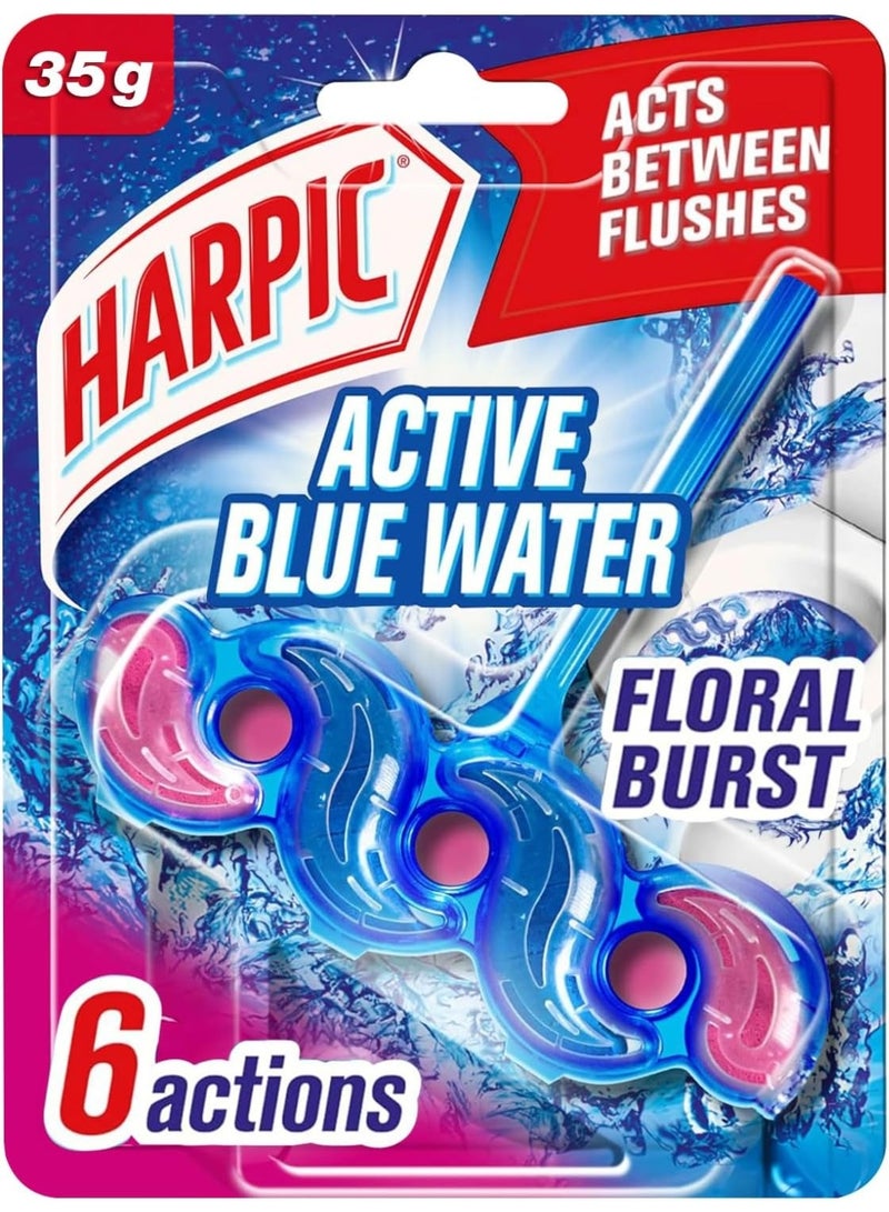 Harpic Active Blue Water Toilet Cleaner Rim Block, Floral Burst - Image 1