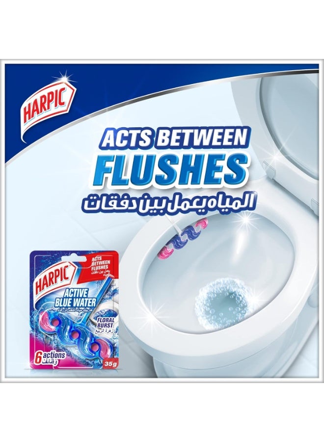 Harpic Active Blue Water Toilet Cleaner Rim Block, Floral Burst - Image 2