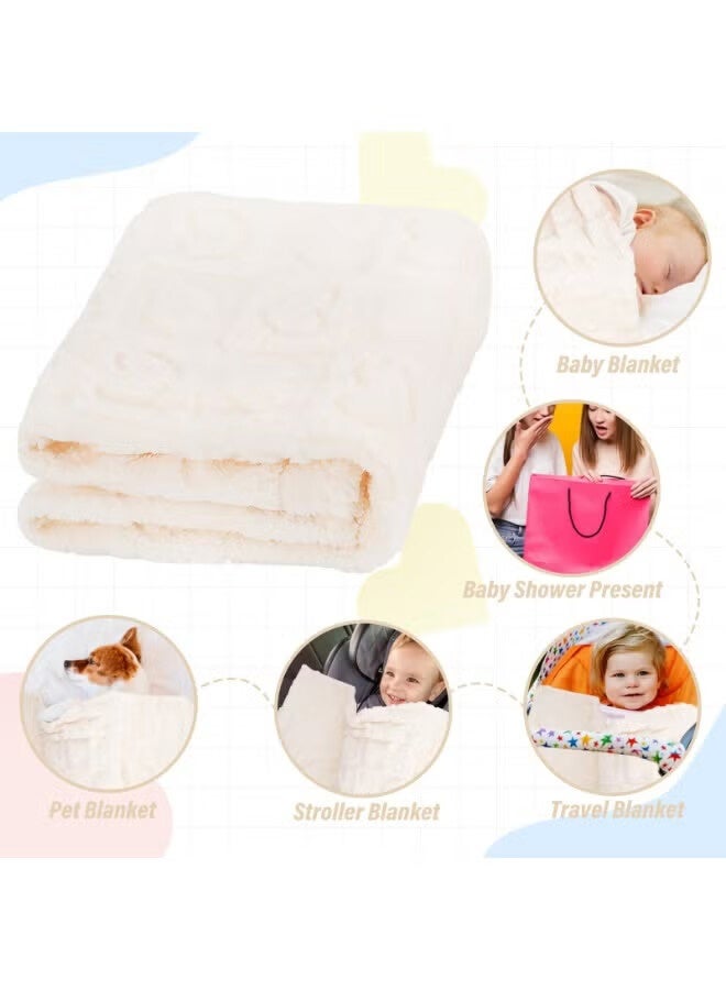 أجريون ​​بطانية أطفال للصبيان والبنات، بطانية أطفال دافئة ناعمة مريحة قلب، بطانية استقبال رقيقة للرضع والأطفال حديثي الولادة للسرير وعربة الأطفال (أبيض).​ - Image 5