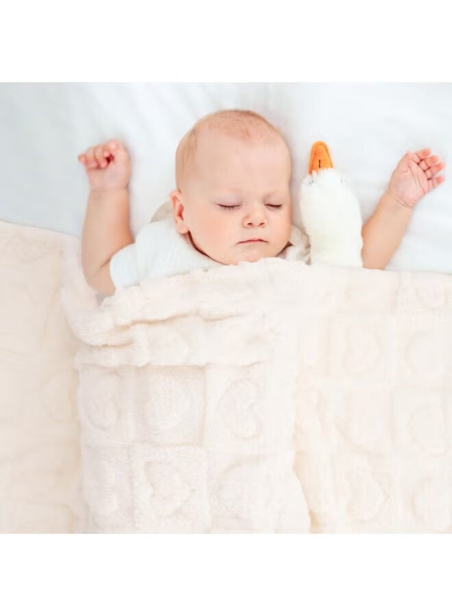 أجريون ​​بطانية أطفال للصبيان والبنات، بطانية أطفال دافئة ناعمة مريحة قلب، بطانية استقبال رقيقة للرضع والأطفال حديثي الولادة للسرير وعربة الأطفال (أبيض).​ - Image 4