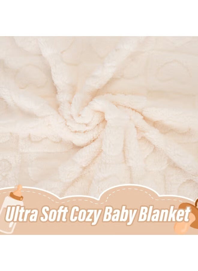 أجريون ​​بطانية أطفال للصبيان والبنات، بطانية أطفال دافئة ناعمة مريحة قلب، بطانية استقبال رقيقة للرضع والأطفال حديثي الولادة للسرير وعربة الأطفال (أبيض).​ - Image 3