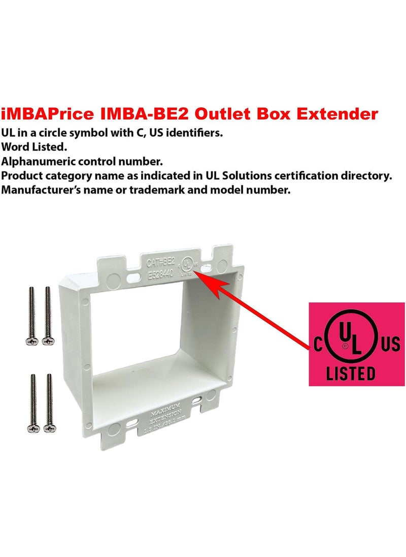 iMBAPrice iMBAPrice IMBABE2 UL Listed 2Gang NonMetallic Electrical Power Outlet Box Extender for Power Switch Receptacles Accessories 1Pack  - Image 2
