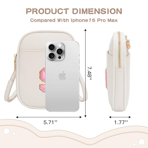 Viverte Toddler Purse Initial Crossbody Bags for Girls 3 Pockets PU Leather Cross Body Bag Crossbody Purse Handbag Personalized Gifts for Teen Girls Preppy Cute Stuff (Beige S) - Image 4