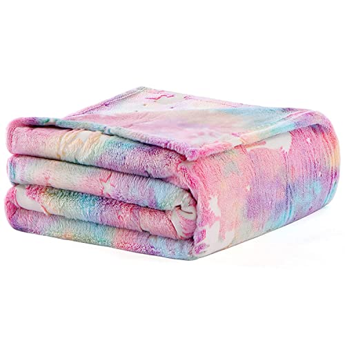 Kunya® Glow in The Dark Blanket for Kids - Pink Star Moon Print, Light Weight Soft Cozy All Season for Baby Boys & Girls (Rainbow, Big) - Image 2
