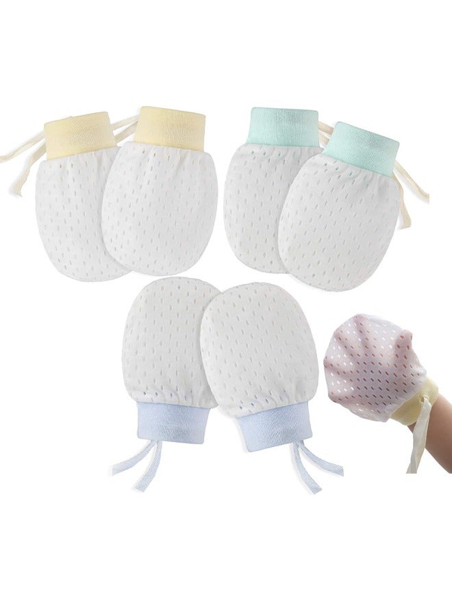 HS 3 Pairs Baby Anti Scratch Mittens For Newborn Boys Girls, Elasticity Adjustable Breathable Meshes No Scratching Gloves Mitts Mits, Suit 0-18 Months Boy And Girl - Image 1