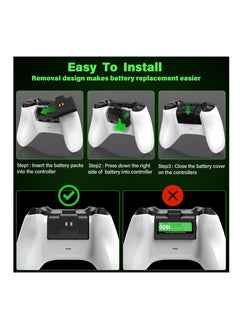 اكسيسن حزمة بطارية وحدة التحكم القابلة لإعادة الشحن لجهاز Xbox، 2* بطارية بقدرة 4800 ميجاوات في الساعة (1800 مللي أمبير في الساعة) مع كابل شحن USB-C ， لمجموعة بطاريات Xbox Series S و Xbox Series X و Xbox One S / One X / One Elite للتشغيل والشحن عن بُعد مع 4 أغطية (2 عبوة)  - Image 5