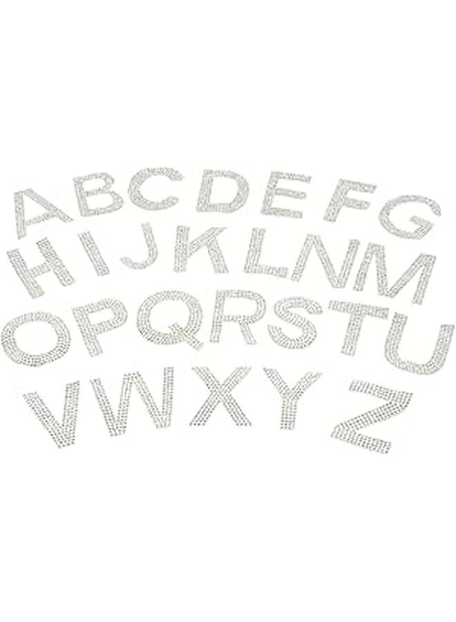 White Iron On Rhinestone Alphabet Patches 26 Letters Embroidered Applique For Clothing DIY - Image 1