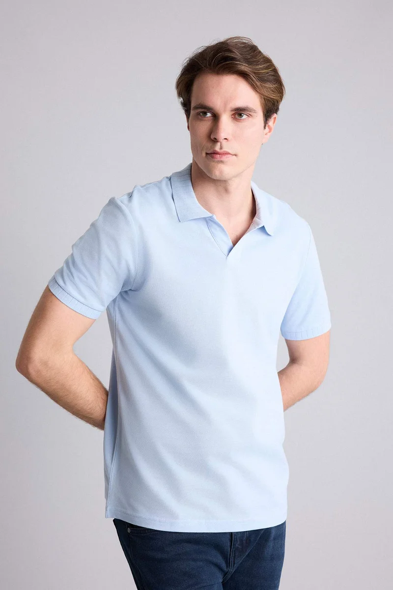 Defacto Regular Fit 100% Cotton Short Sleeve Polo T-Shirt