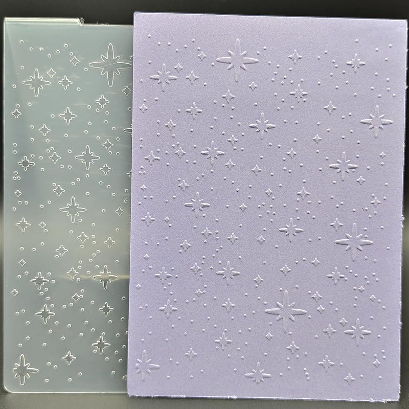 OAIDVEUY Plastic Embossing Folder A6 Size Christmas Stars Dots Paper Crafts Plastic Textured Impressions for Card Making Scrapbooking - Image 1