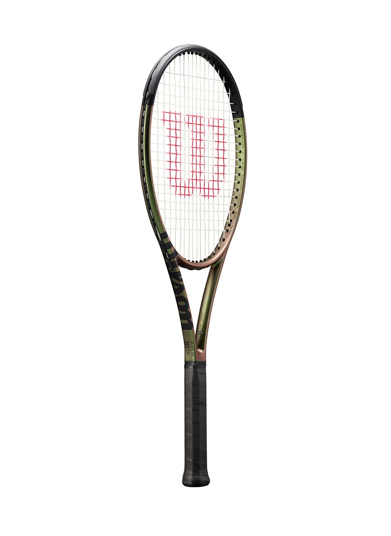 Wilson Blade 98 (16X19) V8 Tennis Racket, 16x19, Adults, Intermediate/ Advanced - Green/ Bronze/ Black