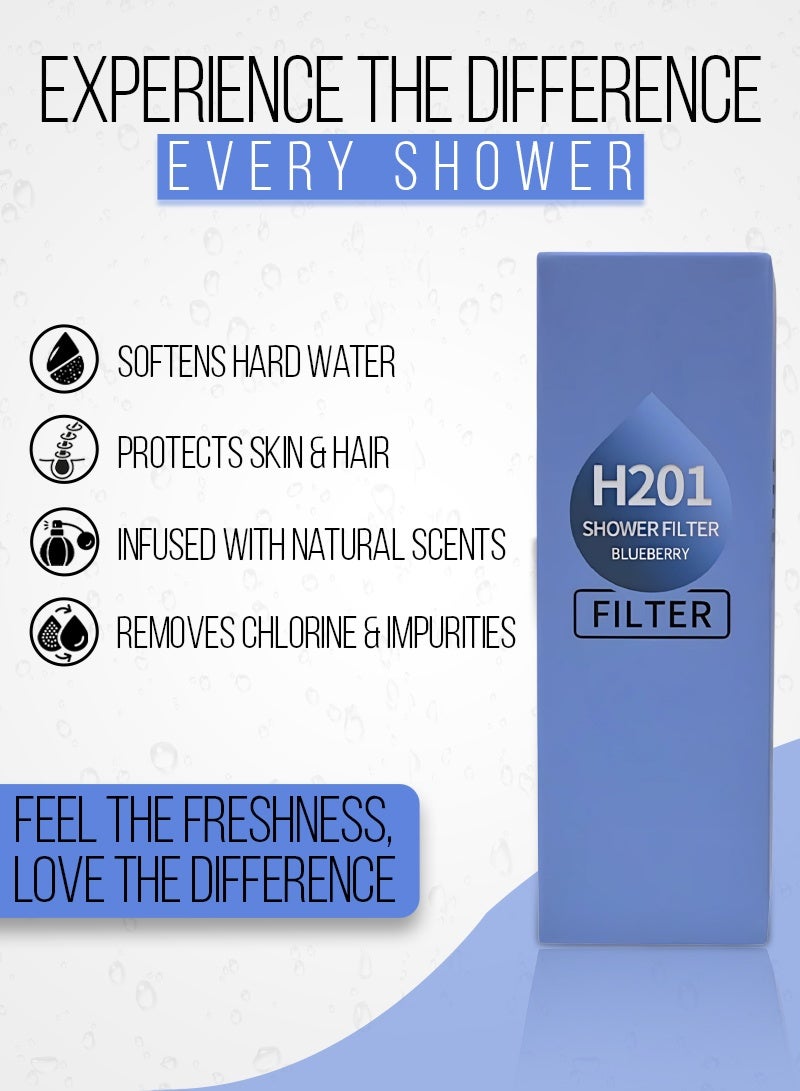 أيه بي جي إليك الوصف باللغة العربية للمنتج (2-عبوة فلتر دش فيتامين C / فلتر رأس الدش – خرطوشة منقّي المياه مع حبيبات العلاج العطري، منعم لمياه الاستحمام للعناية بالبشرة والشعر – لافندر + توت أزرق) - Image 3