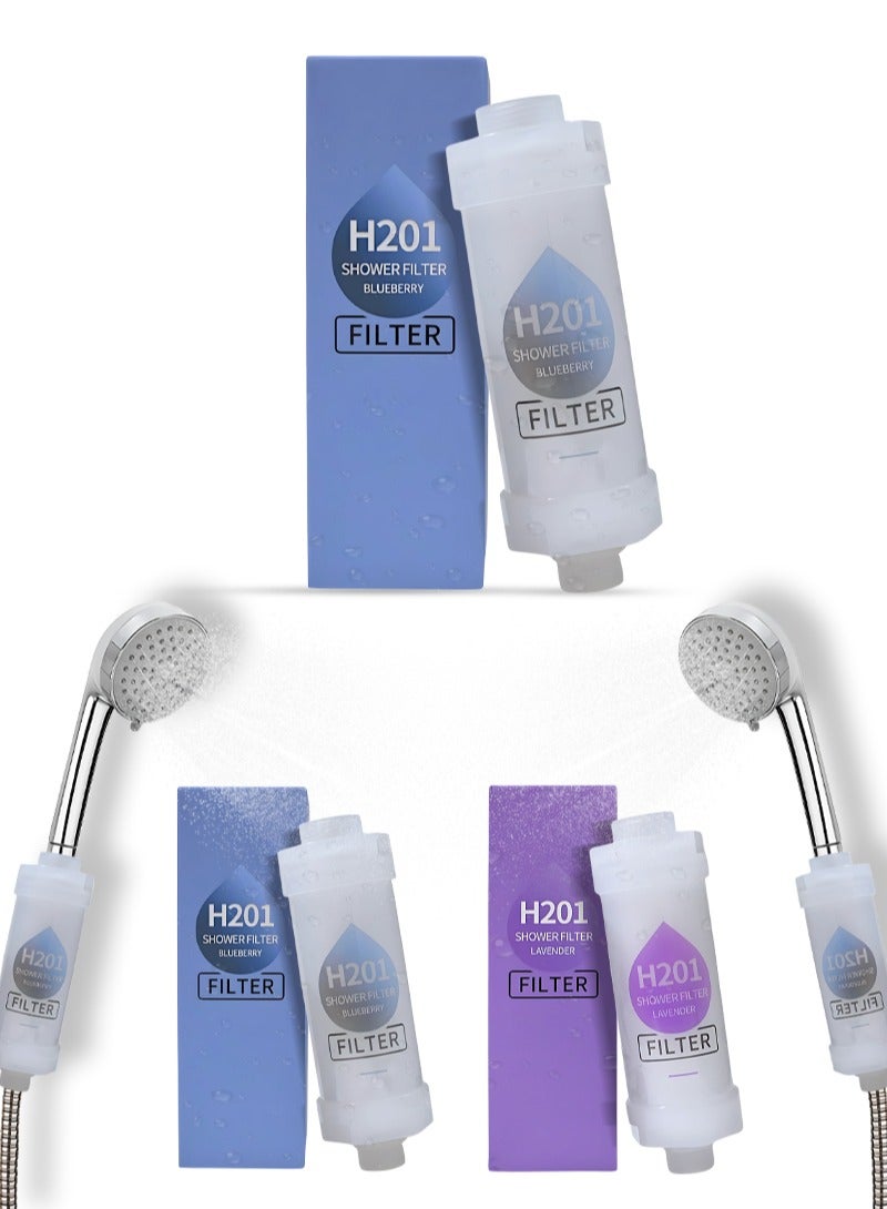 أيه بي جي إليك الوصف باللغة العربية للمنتج (2-عبوة فلتر دش فيتامين C / فلتر رأس الدش – خرطوشة منقّي المياه مع حبيبات العلاج العطري، منعم لمياه الاستحمام للعناية بالبشرة والشعر – لافندر + توت أزرق) - Image 1