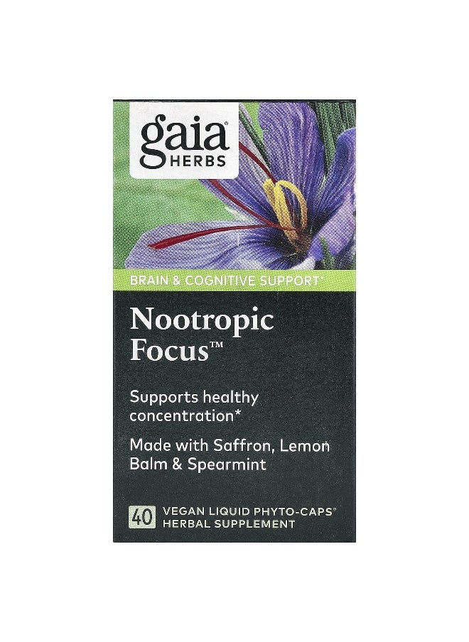 Gaia Herbs - Gaia Herbs, Nootropic Focus, 40 Vegan Liquid Phyto-Caps - Image 1