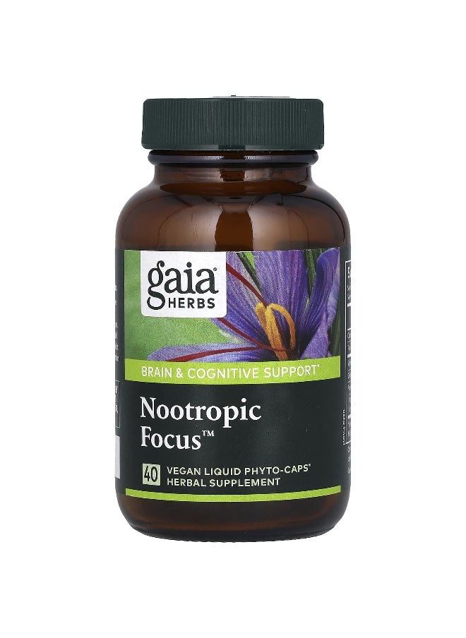 Gaia Herbs - Gaia Herbs, Nootropic Focus, 40 Vegan Liquid Phyto-Caps - Image 1
