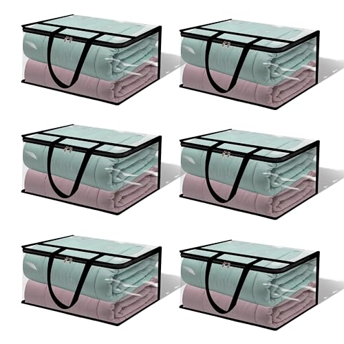 TAKIVA Transparent Plastic Clothes Storage Bag (Pack of 6) | Clothes Organiser for Wardrobe | Saree Covers with zip | Saree Organizer for Wardrobe | Saree Bags Storage | Saree Covers for Storage - Image 1