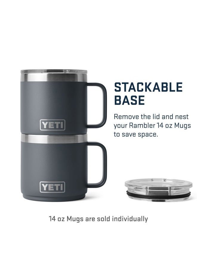 YETI Rambler 14 oz Stackable Mug, Vacuum Insulated, Stainless Steel with MagSlider Lid, Charcoal - Image 2