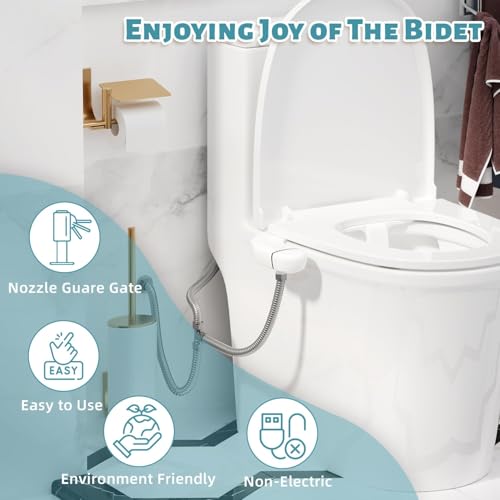 Aluan Ultra-Slim Bidet Attachment for Toilet – Non-Electric, Adjustable Dual Nozzle Fresh Water Spray for Rear & Feminine Wash, Self-Cleaning Design, One-Knob Control for Easy Use - Image 5
