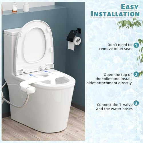 Aluan Ultra-Slim Bidet Attachment for Toilet – Non-Electric, Adjustable Dual Nozzle Fresh Water Spray for Rear & Feminine Wash, Self-Cleaning Design, One-Knob Control for Easy Use - Image 3