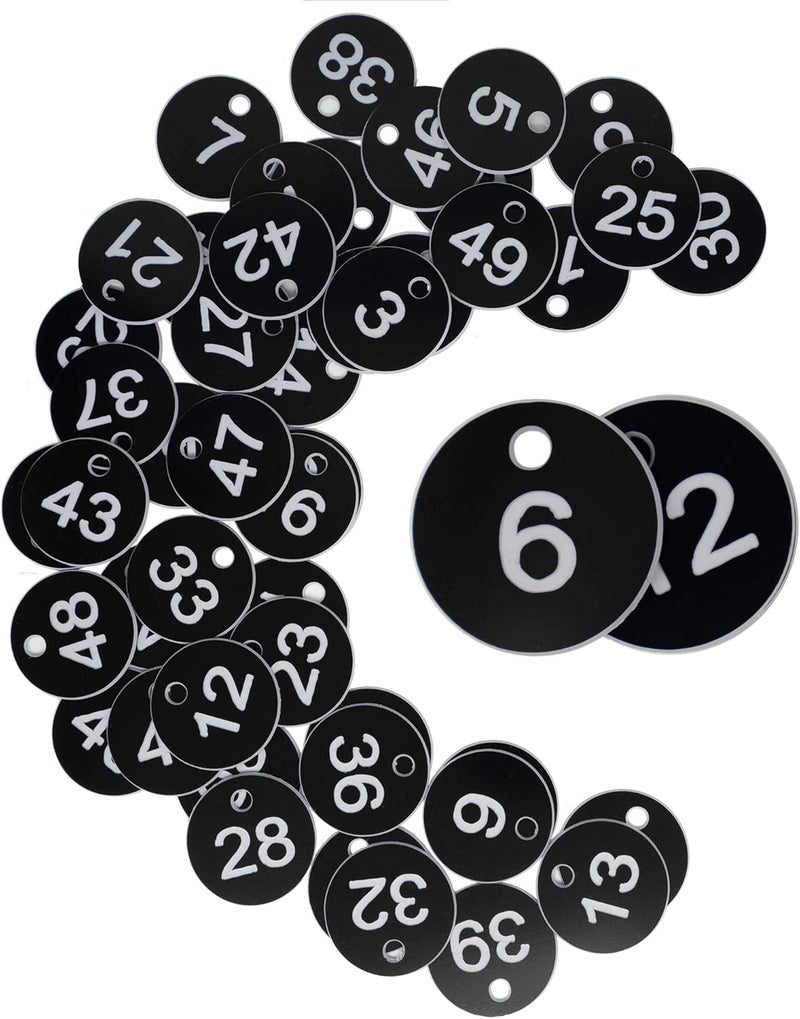 Excefore Plastic Id Number Tags, Engraved Tags Key Tags Without Key Rings For Locker Dorm Hotel Bar Restaurant Club Restaurant Table Numbers (1-50, Black) - Image 1