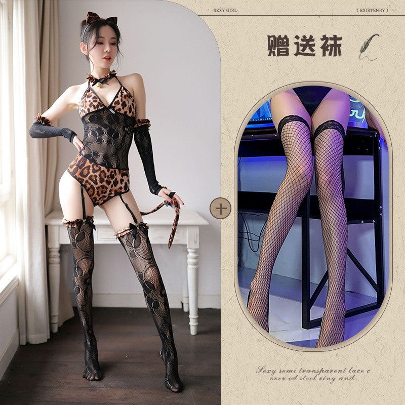 Erotic Lingerie Leopard Uniform Temptation Wild Cosplay Conjoined Stimulation Flirting Suit Dropshipping - Image 1