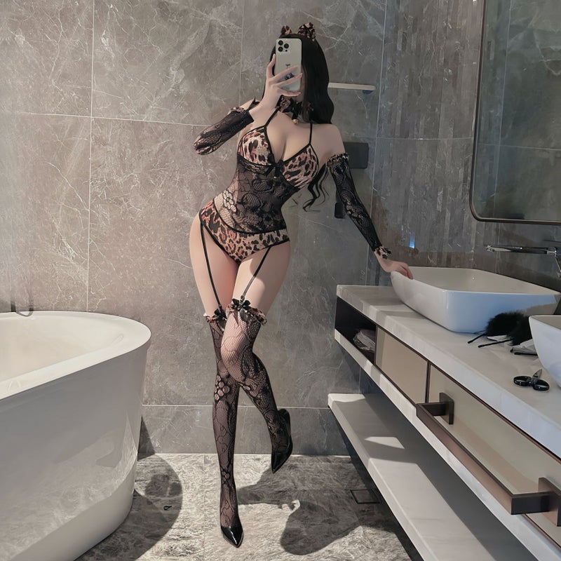 Erotic Lingerie Leopard Uniform Temptation Wild Cosplay Conjoined Stimulation Flirting Suit Dropshipping - Image 4