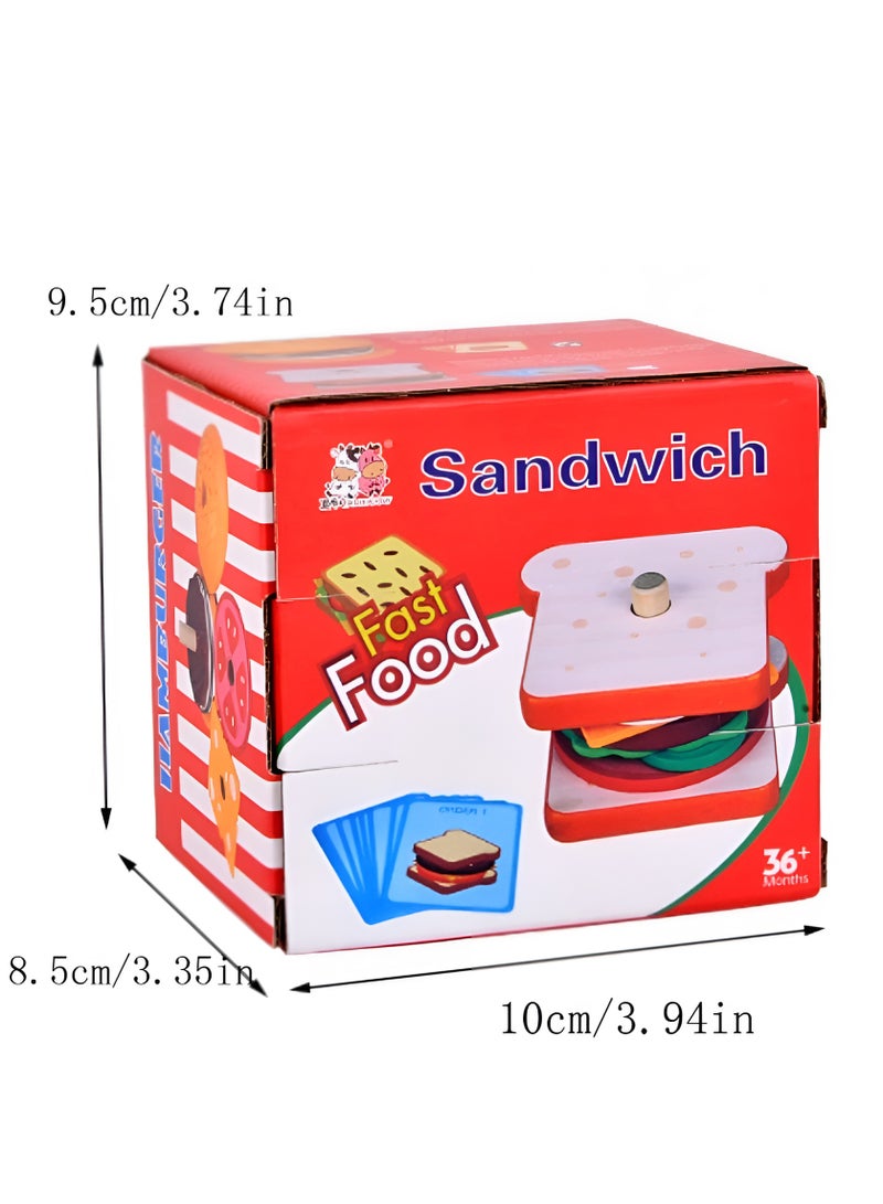 Kids Sandwich Simulation Food Matching Game Montessori Educational Wooden Stacking Toys - Image 2