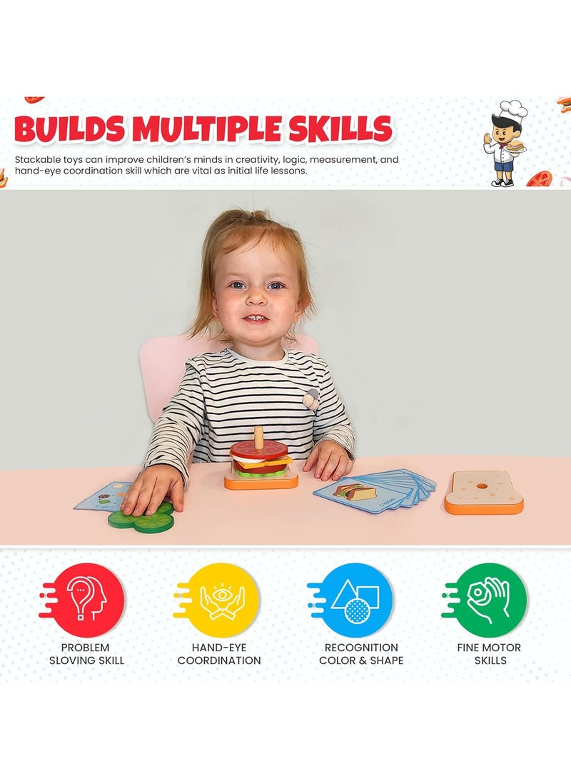 Kids Sandwich Simulation Food Matching Game Montessori Educational Wooden Stacking Toys - Image 5