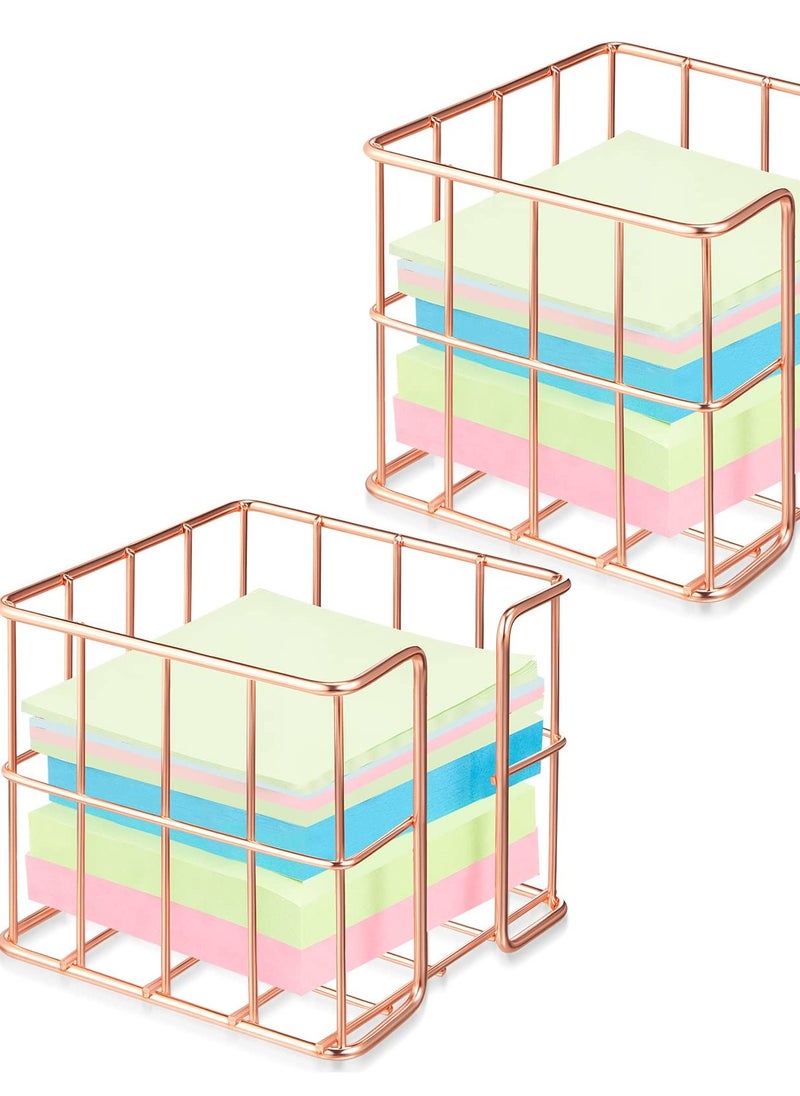 Excefore Rose Gold Post Note Holder Set, Elegant Sticky Note Cube Dispenser and Mesh Memo Holder for Desk Organization, Perfect for Home, Office, and School Supplies  - Image 1