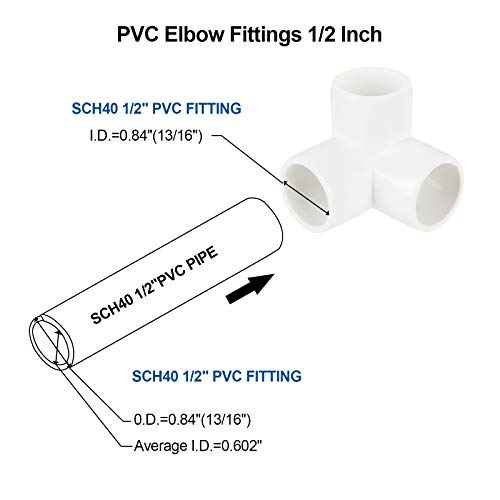 MIVIDE 24Pack PVC 1/2 Inch 3 Way Elbow Fittings, White, SCH40 PVC Pipe Fittings, Furniture Grade, UV & Impact Resistant - Image 2
