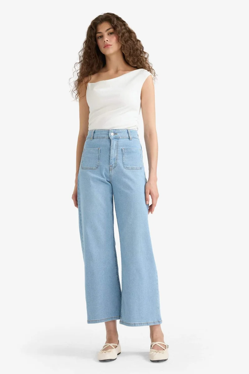 ديفاكتو Culotte High Waist Crop Fit Jeans