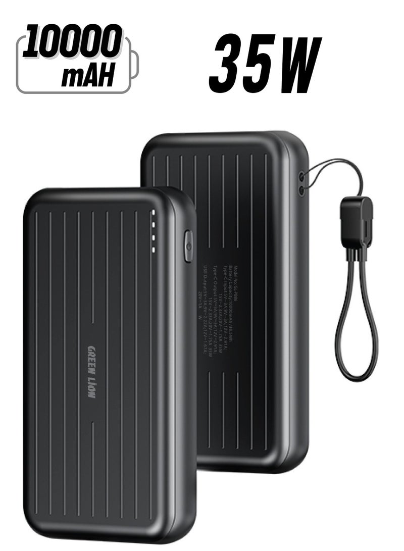 GREEN LION 10000 mAh Dynamo Power Bank 10000mAh Power Delivery 35W / Polymer Battery / USB-A Port / LED Indicator / Compact and Slim Powerbank - Black - Image 1