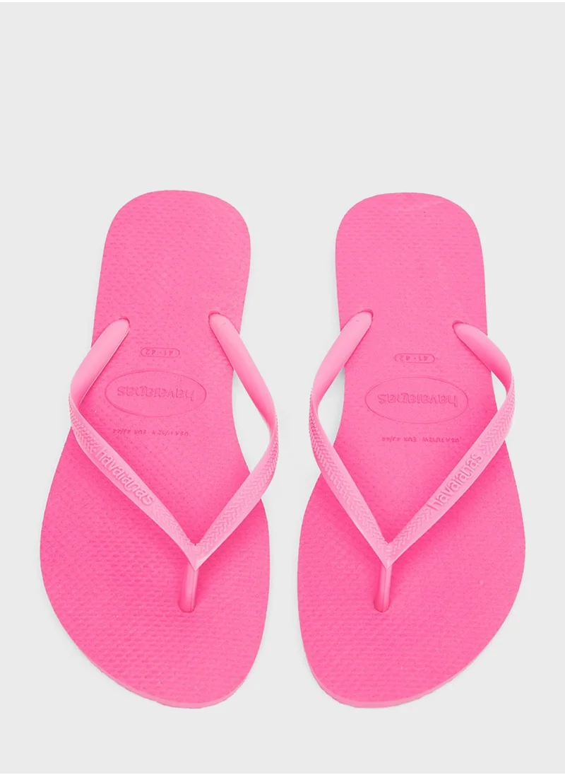 havaianas Slim Logo Flip Flops