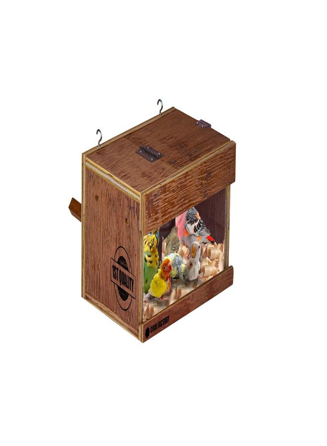 CRIB FACTORY CRIBFACTORY | WOOODEN BREEDING Box for Budgies | ONE Side Transparent | 10x7x7 INCH - Image 1