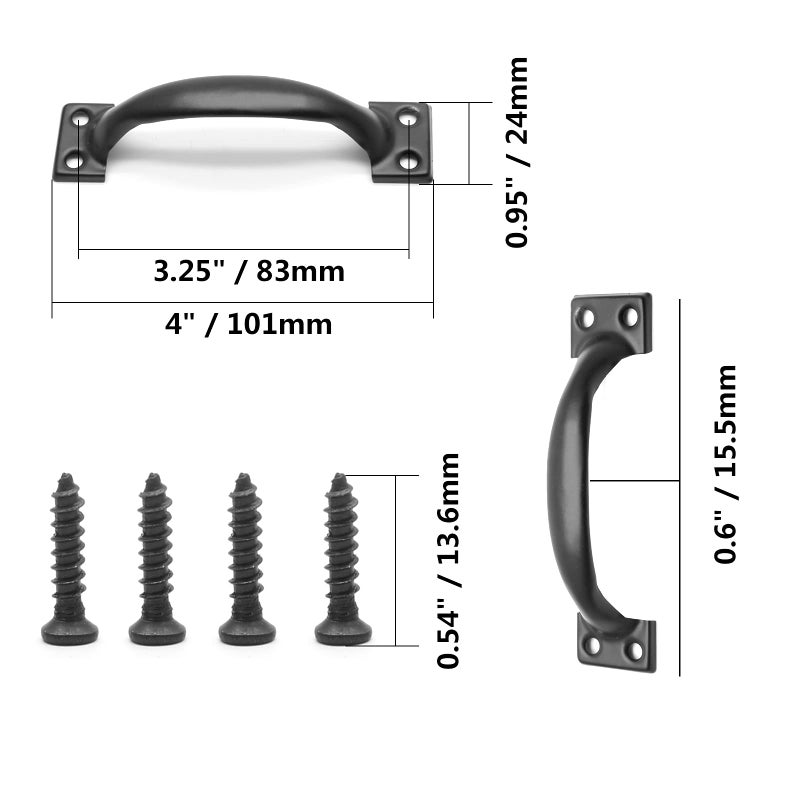 Jersvimc 4 Inch Matte Black Cabinet Handles - 4Pcs Metal Drawer Pulls for Rustic Dresser & Cupboard - Image 3